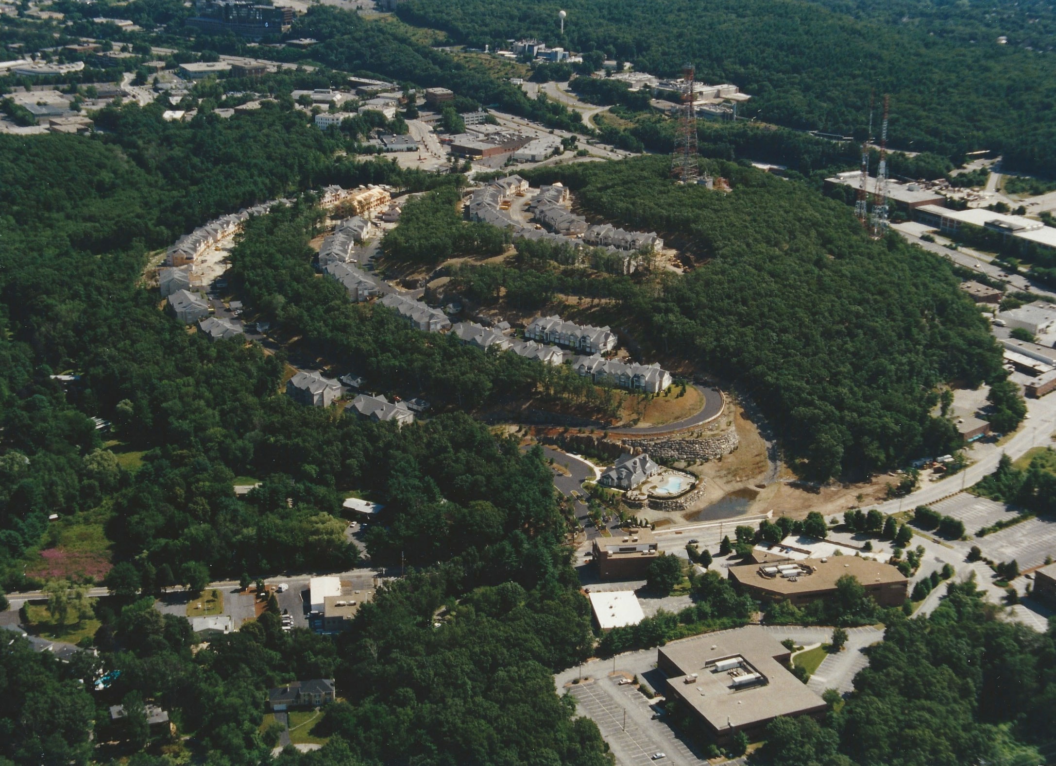 Bear Hill residential community aerial — summer
