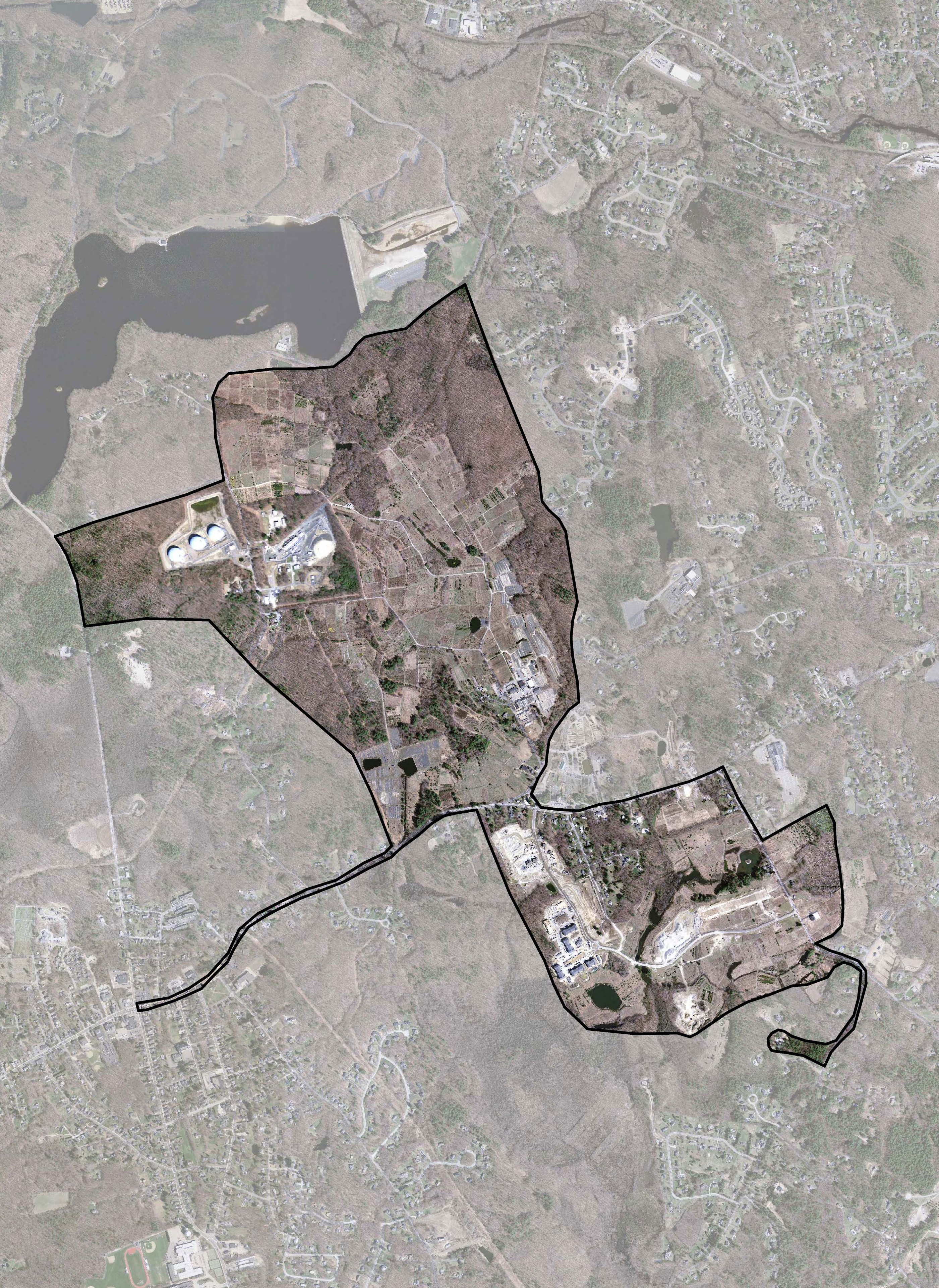Legacy Farms aerial boundary map — Ashland and Hopkinton