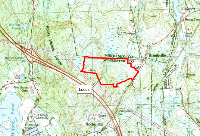 Hope Avenue topographic locus map — Middlesex and Worcester counties